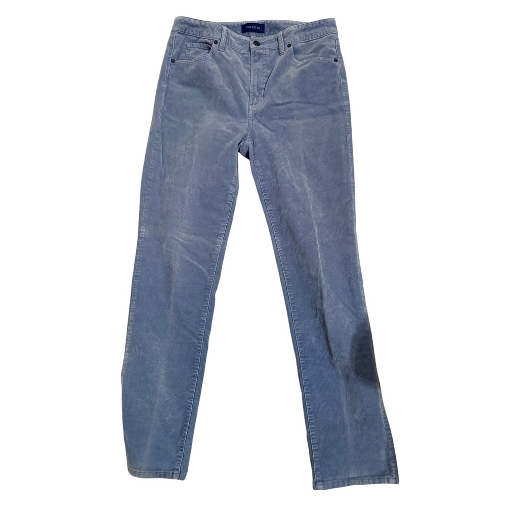 Talbots Women's Size 8 High Waist Corduroy Pants Blue Straight Leg Fall
